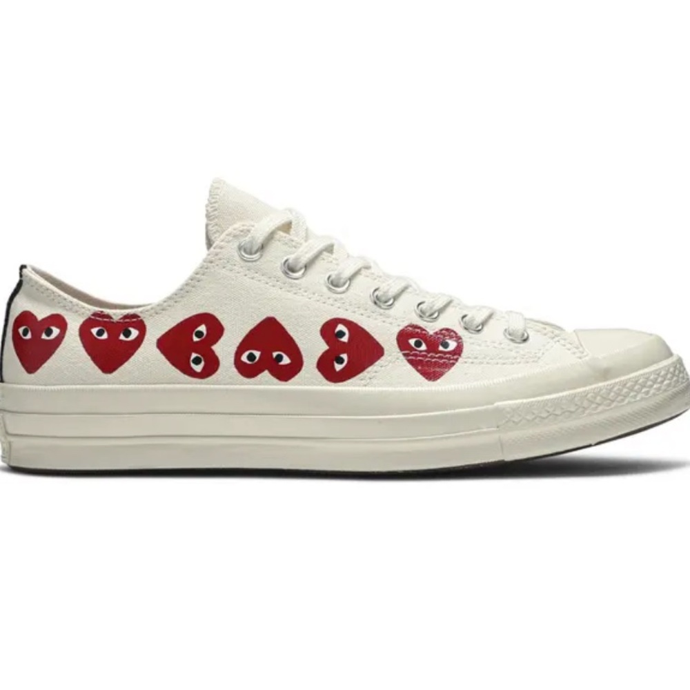 Converse Cream Sneakers with Red Heart Motif